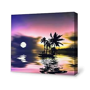 Canvas Wall Art for Living Room,Bedroom Home Artwork Paintings Secret Paradise Under The Moonlight Ready to Hang - 12x12 inches
