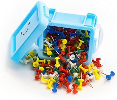 Officepal Push Pins with Colorful Plastic Head and Steel Needle Point (180 Count)