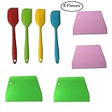 Tsuen Silicone Spatula Set Of 4, Heat Resistant Non Stick Kitchen Baking Spatulas With Hygienic Solid Coating Essential Gadget, Free Bonus 4 Cake Scraper Icing Smoother Tools