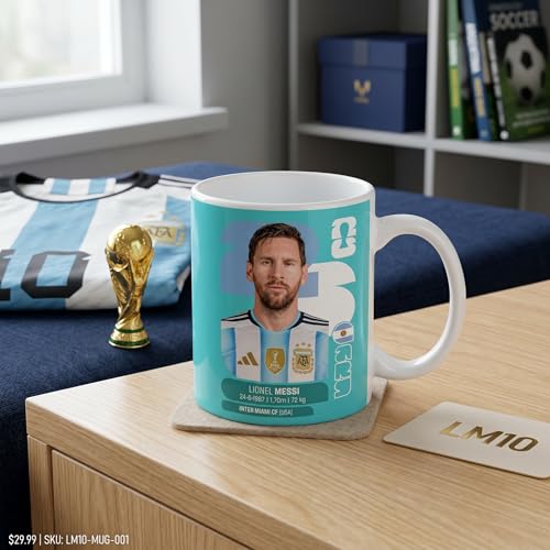 Mundo Avios Messi Lionel Messi AFA Argentina Football Team Memorial Ceramic Mug 11oz 11oz Own Designs We are Sportivo Maglietta (Figurita, Messi26)