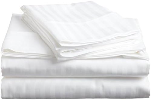 Crafts Linen 4 Piece Sheet Set- 100% Cotton 400 TC Fit Mattress Up To 6-Inch-Deep Pocket For RV- Trucks, campers, Airstream, Bus, Boat and motorhomes (RV Bunk 42"X80", White Stripe)