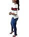 Akmipoem Fashion Ribbon Stripe Patchwork Half Sleeve Ribbed T-Shirt White L