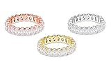 NYC Sterling Women's .925 Silver Cubic Zirconia 5x3mm Oval-Cut Eternity Band Ring