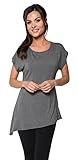 Free to Live Women's Scoop Neck Diagonal Sideways Hem Long Tunic Made in USA
