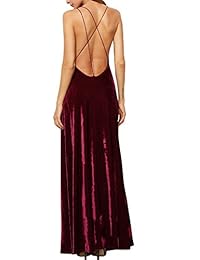 Verdusa vestido de fiesta de cóctel de terciopelo con cuello en V y cuello descubierta para mujer