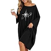 HONGTEYA Plus Size Nightgowns for Women Oversized Sleep Tshirts Dress Short Sleeves Sleepwear With Pocket Fit S-5XL