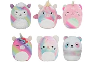 Squishville by Squishmallow Mini Plush Rainbow Dream Squad, Six 2” Rainbow Animals, Irresistibly Soft Colorful Plush, Mini Cat, Llama, and Panda Squishmallows