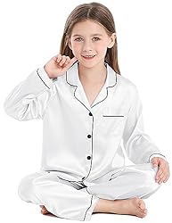 SWOMOG Kid Girls Boys Silk Satin Pajamas Set