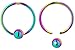 Forbidden Body Jewelry Captive Bead Piercing Hoop Rainbow Surgical Steel 18g 11mm (2pcs)