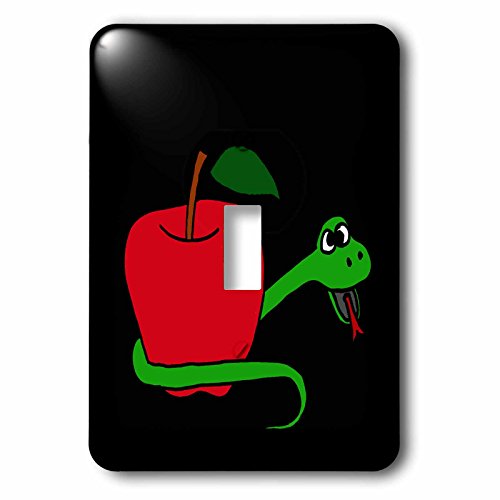 3D Rose lsp_200518_1 Fun Green Serpent Wrapped Around Bright Red Apple - single…