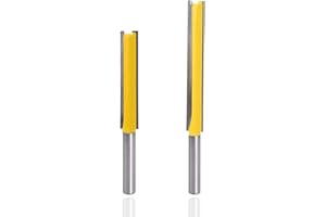 Bestgle 2 Pcs Extra Long Straight Cut Router Bit Set 1/4" Shank Double Flute Straight Grooving Router Bits Wood Milling Trimm