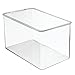 mDesign Plastic Stackable Toy Storage Bin Container Box, Hinge Lid for Organizing Living Room, Play Room, Bedroom, Nursery, Hold Blocks, Puzzles, Books, Lumiere Collection, 2 Pack - Clear