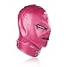 2x Leather Bondage Hood - Pink & Black - Zipper Blindfold Eyes & Mouth, Posture Collar & O-Rings, Lace-Up