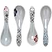 Longpro Ceramics Soup Spoons set Hand Painted Flower Glaze Porcelain Chinese Japanese Asian Rice Spoons Appetizer Tableware Meal Partner of Food Safe Non toxic Lead free spoons, Grey color