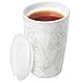 Tea Forte Kati Cup Blanche, Ceramic Tea Infuser Cup with Infuser Basket and Lid for Steeping Loose Leaf Tea