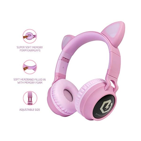 PowerLocus-Wireless-Bluetooth-Headphones-for-Kids-Kid-Headphone-Over-Ear-with-LED-Lights-Foldable-Headphones-with-MicrophoneVolume-LimitedWireless-and-Wired-Headphone-for-PhonesTabletsPCLaptops PowerLocus Wireless Bluetooth Headphones for Kids, Kid Headphone Over-Ear with LED Lights, Foldable Headphones with…