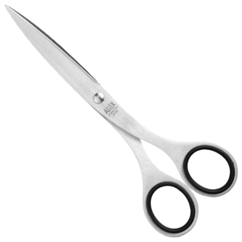 ALLEX Japanese All Stainless Steel Office Scissors (S-165), Made in Japan, Silver
