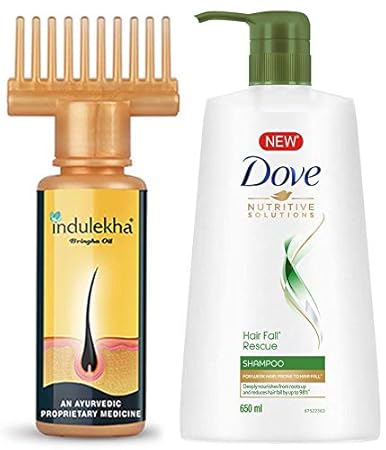 Indulekha Bhringa Hair Oil, 100ml & Dove Hair Fall Rescue Shampoo, 650ml