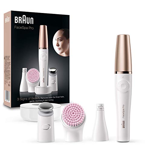 Braun Depiladora Facial Mujer Todo en Uno FaceSpa Pro 912 con Cepillo de Limpieza, Elimina El Vello Y Limpia La Piel, Depiladora Recargable Y Resistente al Agua, Set de Belleza con 3 Accesorios