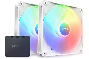 NZXT F140 RGB Core Twin Pack - 2 x 140mm Hub-Mounted RGB Fans with RGB Controller - 8 Individually-Addressable LEDs - Semi-Translucent Blades - High Static Pressure & Airflow - CAM Software - White