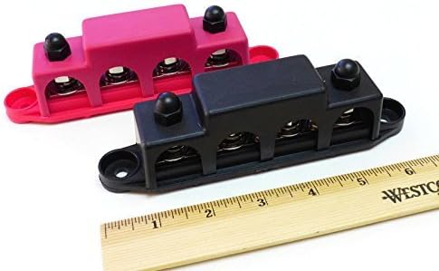 BUSBARS – 4-Post Power Distribution Block – Pair of 5/16” Black &amp; 3/8” Red
