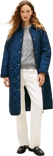 Casaco almofadado de mulher com bandeira, WW0WW47747, parka azul (azul-marinho escuro de noite), tamanho S, AZUL (azul marinho escuro de noite), S