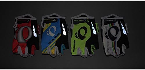 Pair of anti-slip biking gloves with measurement guide for palm width.