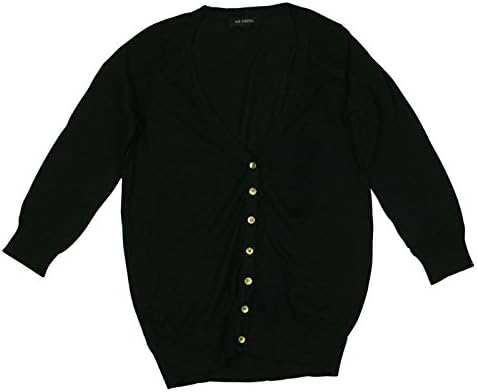 The Limited Womens 3/4 Sleeve Button Front Cardigan Medium Black