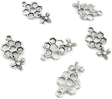 10 x Antique Silver Tone Jewelry Making Charms Findings Handmade Necklace Bracelet Bulk Lots Supplier Supply Crafting 50510 Bee Beehive