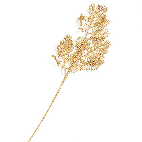 Factory Direct Craft Sparkling Gold Artificial Fern Stems | 4 Fern Stems | For Indoor Decor