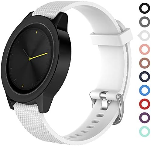 Meifox Compatible with Garmin Vivomove HR Bands,Solf Silicone Replacement Band for Garmin Vivomove HR Premium Sport Watch (White, Sport Large)