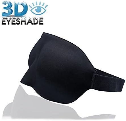 3D Eye Mask -Lightweight Super Soft and Comfortable Sleeping Blindfolds with Elastic Strap and 2 Ear Plugs for Blocking Light 100% when Sleep, Naps &amp; Meditation WAMAX (Black)