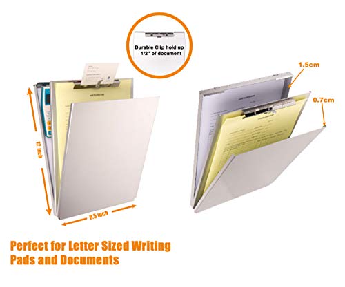 Summit Tools Dual Storage Aluminum Clipboard - 8.5 in. x 12 in. Letter Size Document Holder with Self Locking Latch, Form Clip, 2 Storage Compartment [2-Pack] - Thumbnail 5