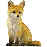 4.5 Inch Sitting Fox Cub Decorative Statue Figurine, Orange and White