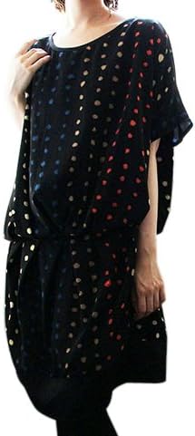 ノーブランド品 オシャレウォーカー 手書きドットレトロモードワンピース 半袖 チュニック ブラック 3 ワンピース チュニック 通販 Amazon