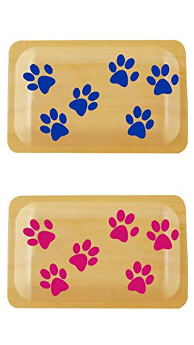 7.5" Wooden Disposable Plate with Custom Print Puppy Paw Patterns - Pack of 8ct