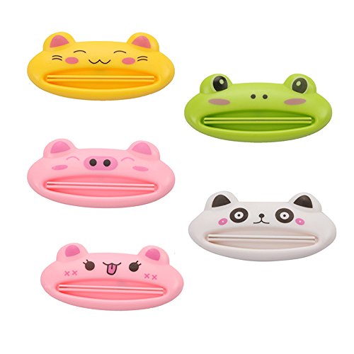 Vanki 5 pcs Rolling Toothpaste Dispenser Tube Squeezer Cartoon Animals,random color