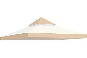 Yescom 2 Tier 10x10 Ft Gazebo Replacement Top UV30+ Outdoor Canopy Cover Patio Garden Sand+Ivory