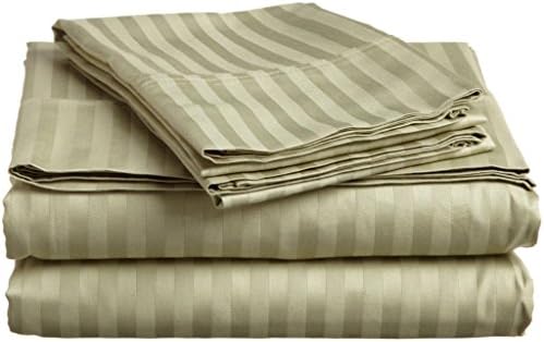 #1 Bed Sheet Set on Amazon - Super Silky Soft - SALE - HIGHEST QUALITY 100% Brushed Microfiber 1800 Prestige Bedding Collections - Wrinkle, Fade, Stain Resistant - Hypoallergenic - Deep Pockets - Luxury Fitted &amp; Flat STRIPED Sheets, Pillowcases - Best For Bedroom, Guest Room, Children's Room, RV, Vacation Home, - 100% MONEY BACK GUARANTEE - (TWIN, SAGE GREEN)