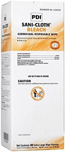 Sani-Cloth Bleach Germicidal Disposable Wipe, 11.5" Width, 11.75" Length