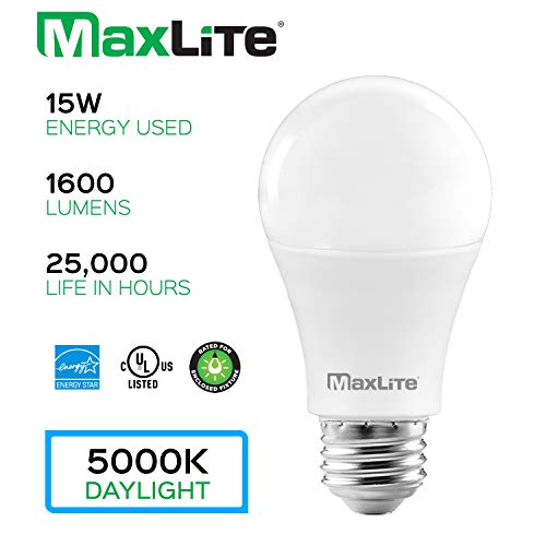 Maxlite A19 LED Bulb, Enclosed Fixture Rated, Daylight 5000K, 100W Equivalent, 1600 Lumens