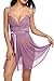 HOTOUCH Womens Mesh and Lace Halter Lingerie Sexy Nightwear Set Lace Babydoll Set