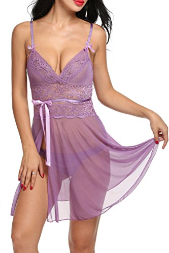 HOTOUCH-Womens-Mesh-and-Lace-Halter-Lingerie-Sexy-Nightwear-Set-Lace-Babydoll-Set
