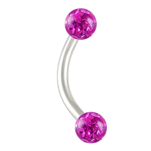 16g 5/16 Curved Barbell Cartilage Lip Eyebrow Rook Labret Lip Bridge Tragus Daith Conch Piercing Earring Jewelry - Fuchsia
