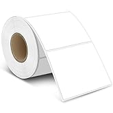2" x 2" White Square Thermal Label Stickers: 500/Roll Self-Adhesive Direct Thermal Labels for Label Printers