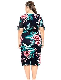 Chicwe Vestido de mujer con estampado floral, talla grande, estilo casual y de trabajo