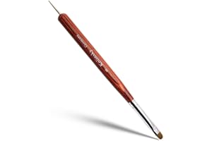 MOND'SUB French Nail Brush -2 Way French Gel Acrylic Nail Art Brush with Dotting Manicure Tool for Manicure Cuticle Clean Up Nail Art Design- Professional Nail Salon Quality Brush, Nail Dotting Pen (Red, 8#)