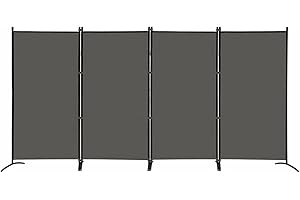 MAYOLIAH 4 Panel Privacy Screen Room Dividers 6FT Tall Portable Office Wall Divider for Rooms Separator 136"x20"x71", Grey