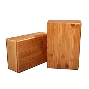 Bamboo Yoga Bricks 2Pcs Waterproof Rectangular Block Natural Eco-Friendly Exercise Stretching Aid Support for Home Gym Pilates Workout