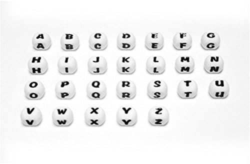 Jiabetterniu 10Pcs "A-Z" Cube Alphabet Beads,12mm 26 Letter Beads Silicone Teething Beads for Baby Teether Pacifier Chain Pendants Jewelry Making Craft DIY Findings Accessories,Letter O
